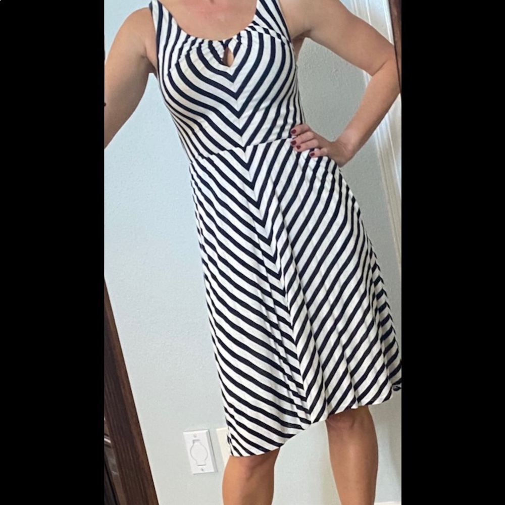 Anthropologie black/white stripe casual knit dress